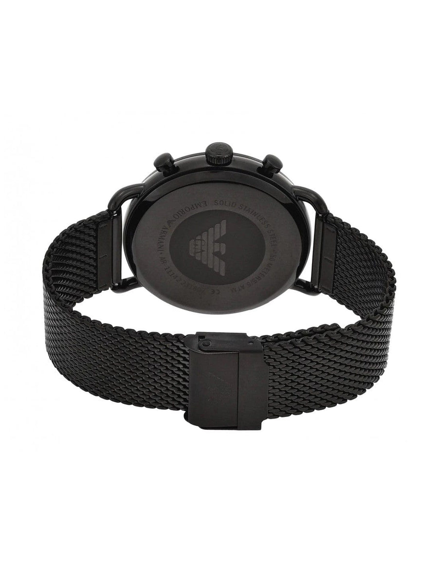 Emporio Armani Aviator Black Dial Black Mesh Bracelet Watch For Men - AR11142