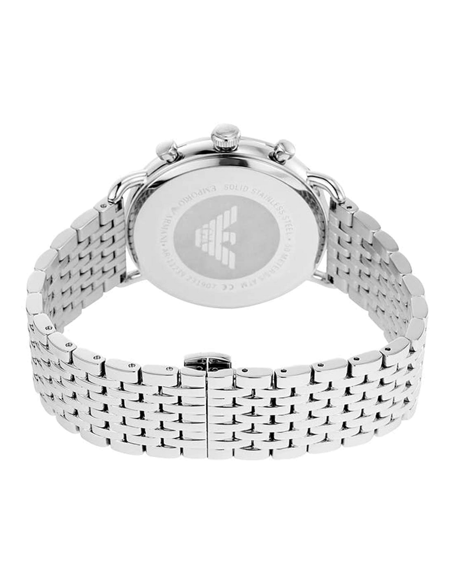 Emporio Armani Aviator Chronograph Beige Dial Silver Steel Strap Watch For Men - AR11239