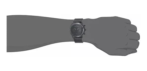 Emporio Armani Aviator Chronograph Black Dial Black Mesh Bracelet Watch For Men - AR11264