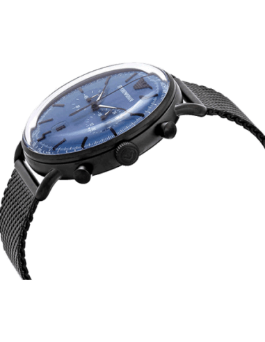 Emporio Armani Aviator Chronograph Blue Dial Black Mesh Bracelet Watch For Men - AR11201