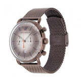 Emporio Armani Aviator Chronograph Grey Dial Brown Mesh Bracelet Watch For Men - AR11169
