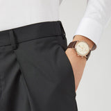 Emporio Armani Aviator Grey Dial Brown Leather Strap Watch For Men - AR11106