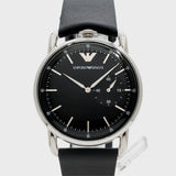 Emporio Armani Aviator Quartz Black Dial Black Leather Strap Watch For Men - AR11336