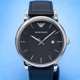 Emporio Armani Aviator Quartz Black Dial Black Leather Strap Watch For Men - AR11336