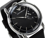 Emporio Armani Aviator Quartz Black Dial Black Leather Strap Watch For Men - AR11336
