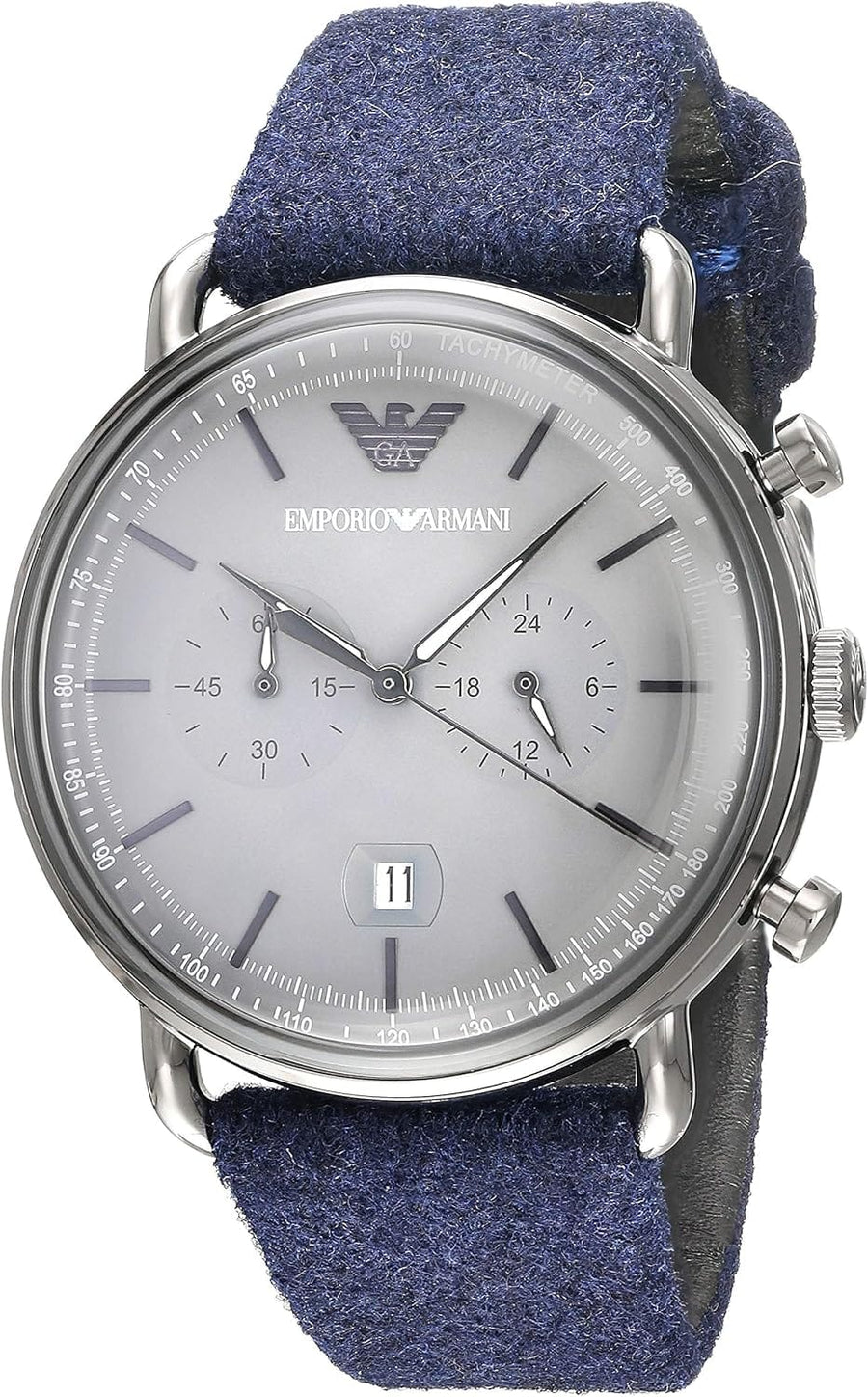 Emporio Armani Aviator Quartz Grey Dial Blue Fabric Strap Watch For Men - AR11144