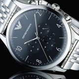 Emporio Armani Beta Chronograph Black Dial Steel Strap Watch For Men - AR1863