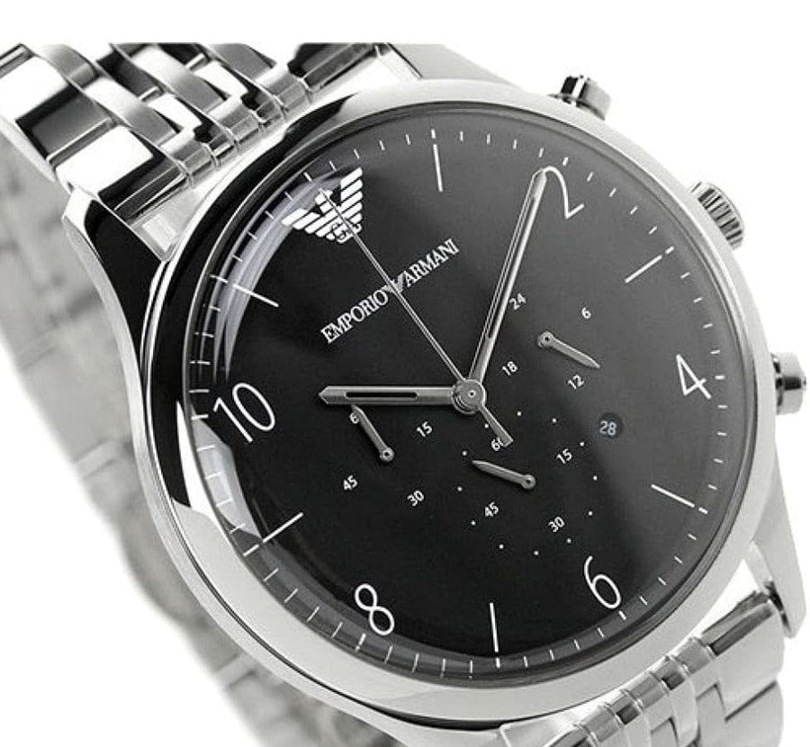 Emporio Armani Beta Chronograph Black Dial Steel Strap Watch For Men - AR1863