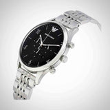 Emporio Armani Beta Chronograph Black Dial Steel Strap Watch For Men - AR1863