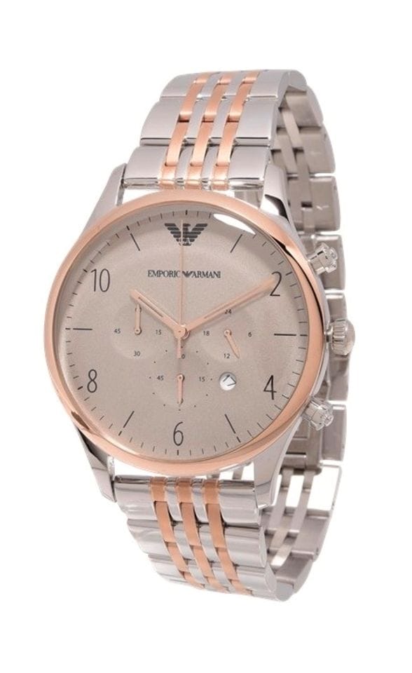 Emporio Armani Beta Chronograph Grey Dial Two Tone Steel Strap Watch For Men - AR1864
