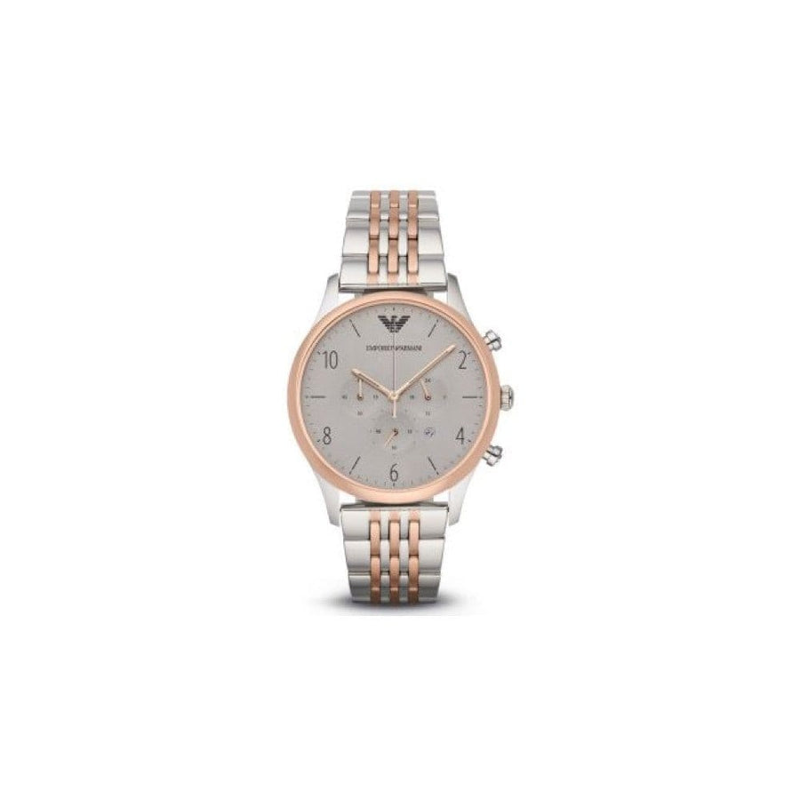 Emporio Armani Beta Chronograph Grey Dial Two Tone Steel Strap Watch For Men - AR1864