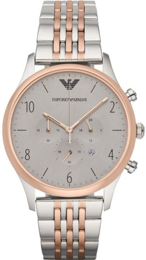 Emporio Armani Beta Chronograph Grey Dial Two Tone Steel Strap Watch For Men - AR1864