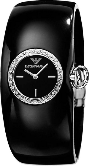 Emporio Armani Casual Analog Black Dial Black Leather Strap Watch For Women - AR0739