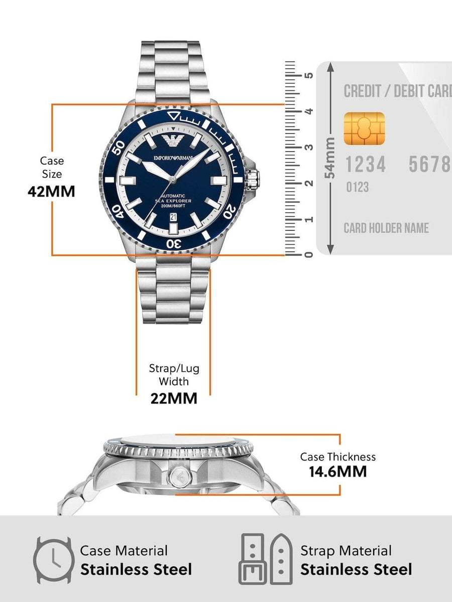 Emporio Armani cBlue Dial Silver Steel Strap Watch for Men - AR60079