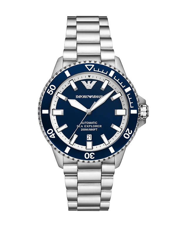 Emporio Armani cBlue Dial Silver Steel Strap Watch for Men - AR60079