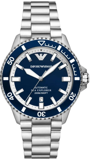 Emporio Armani cBlue Dial Silver Steel Strap Watch for Men - AR60079