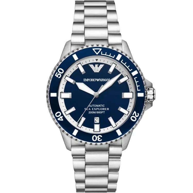 Emporio Armani cBlue Dial Silver Steel Strap Watch for Men - AR60079