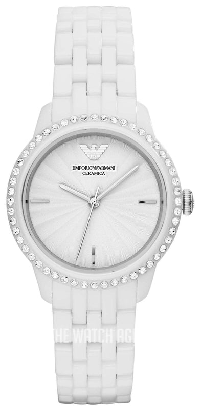 Emporio Armani Ceramic White Dial White Ceramic Bracelet Watch For Women - AR1477