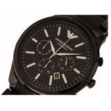 Emporio Armani Ceramica Chronograph Black Dial Black Steel Strap Watch For Men - AR1451