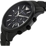 Emporio Armani Ceramica Chronograph Black Dial Black Steel Strap Watch For Men - AR1451