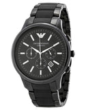 Emporio Armani Ceramica Chronograph Black Dial Black Steel Strap Watch For Men - AR1451