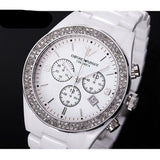 Emporio Armani Ceramica Chronograph White Dial White Ceramic Strap Watch For Women - AR1456