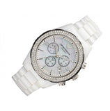 Emporio Armani Ceramica Chronograph White Dial White Ceramic Strap Watch For Women - AR1456