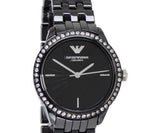 Emporio Armani Ceramica Crystals Black Dial Black Ceramic Strap Watch For Women - AR1478