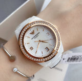 Emporio Armani Ceramica Mother of Pearl Dial White Ceramic Dial Watch For Women - AR1472