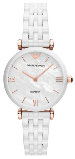 Emporio Armani Ceramica Mother of Pearl Dial White Ceramic Strap Watch For Women - AR1486