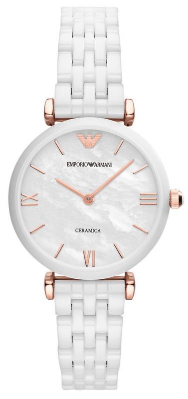 Emporio Armani Ceramica Mother of Pearl Dial White Ceramic Strap Watch For Women - AR1486