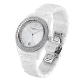 Emporio Armani Ceramica White Mother of Pearl Dial Stainless Steel Strap Watch For Women - AR1426