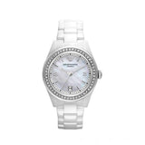 Emporio Armani Ceramica White Mother of Pearl Dial Stainless Steel Strap Watch For Women - AR1426