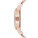 Emporio Armani Chiara Quartz Crystals White Dial Rose Gold Leather Strap Watch For Women - AR7437