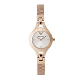 Emporio Armani Chiara Silver Dial Rose Gold Steel Strap Watch For Women - AR7362