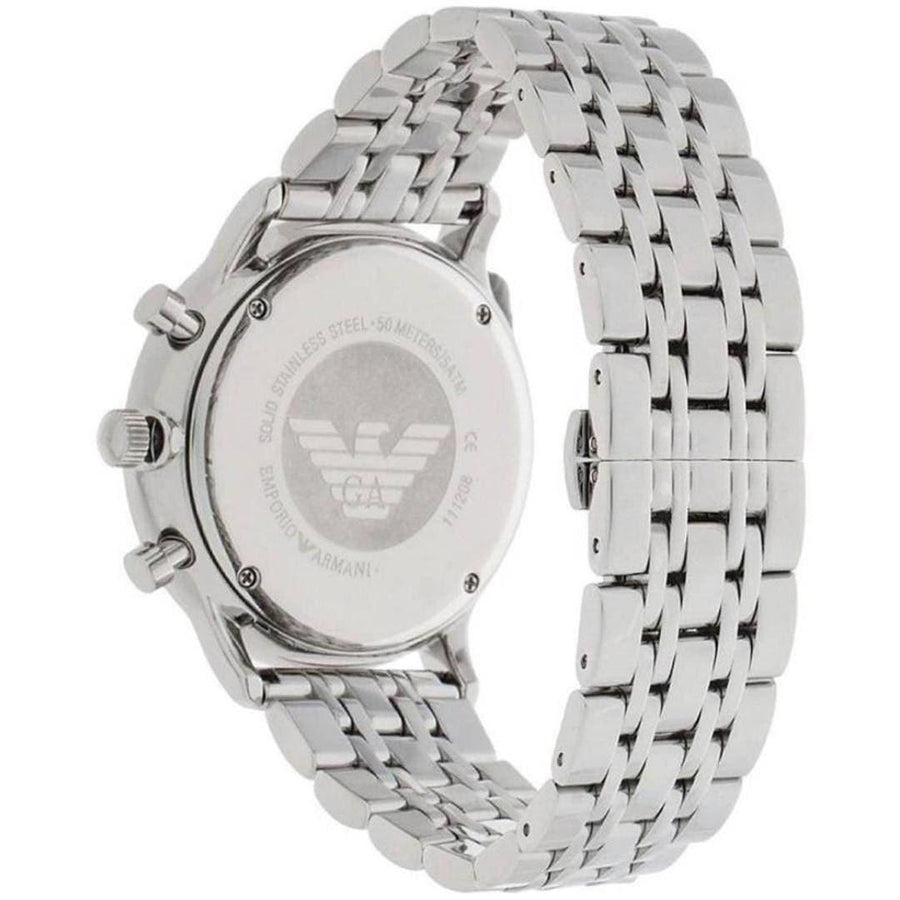 Emporio Armani Chonograph SIlver Dial Silver Steel Strap Watch For Men - AR1933