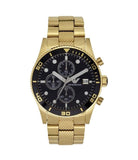 Emporio Armani Chronograph Black Dial Gold Steel Strap Watch For Men - AR5857