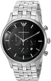 Emporio Armani Chronograph Black Dial Silver Steel Strap Watch For Men - AR11017