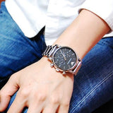 Emporio Armani Chronograph Black Dial Silver Steel Strap Watch For Men - AR1853