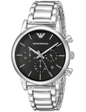 Emporio Armani Chronograph Black Dial Silver Steel Strap Watch For Men - AR1853