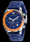 Emporio Armani Chronograph Blue Dial Blue Rubber Strap Watch For Men - AR5864