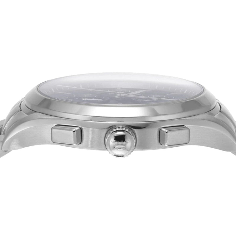 Emporio Armani Chronograph Blue Dial Silver Steel Strap Watch For Men - AR11528