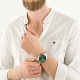 Emporio Armani Chronograph Green Dial Silver Steel Strap Watch For Men - AR11480