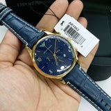 Emporio Armani Chronograph Midnight Blue Dial Blue Leather Strap Watch For Men - AR1862