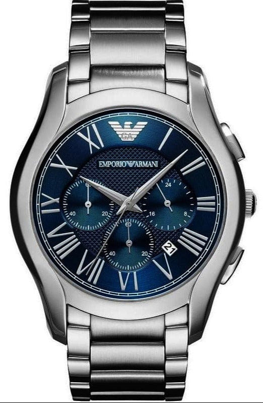 Emporio Armani Chronograph Quartz Blue Dial Silver Steel Strap Watch For Men - AR11082