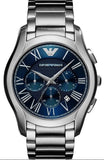 Emporio Armani Chronograph Quartz Blue Dial Silver Steel Strap Watch For Men - AR11082