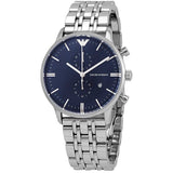 Emporio Armani Gianni Chronograph Blue Dial Silver Steel Strap Watch For Men - AR80013