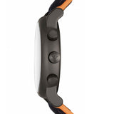 Emporio Armani Chronograph Quartz Grey Dial Black Leather Strap Watch For Men - AR11174