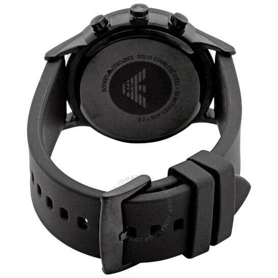 Emporio Armani Chronograph Quartz Silver Dial Black Rubber Strap Watch For Men - AR11048