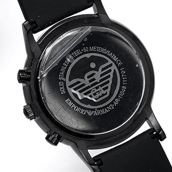 Emporio Armani Chronograph Quartz Silver Dial Black Rubber Strap Watch For Men - AR11048